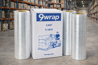 9wrap Premium Stretch Wrap 18” x 1000 ft 80 Gauge – Clear Cast Film, Industrial Strength Pallet Wrap